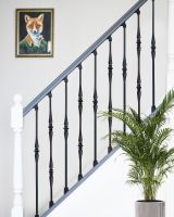  Set of 2 Matte Black "Rowton" and "Lowfield" Steel Stair Spindles 