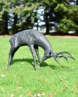 Aged Verdigris "Rocky" Fighting Buck Garden Sculpture
