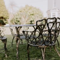 Close up of Brushed Gold Heart Chair 