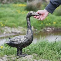 Brushed Gold Standing Goose Sculpture