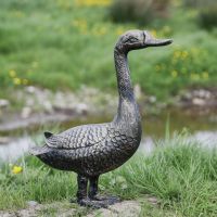 Brushed Gold Standing Goose Sculpture