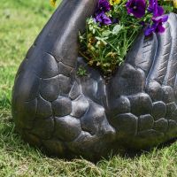 Close up of Antique Bronze Body on Swan Planter 