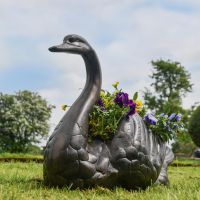 Antique Bronze Swan Flower Planter
