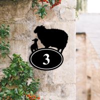 Sheep & Lamb Iron House Number Sign Created Out of Iron