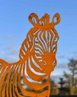 Close-Up of Sheet Steel Rustic Zebra Garden Silhouette - 125cm