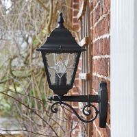 Side View of the "Sheringham" Traditional Black Bottom Fix Wall Lantern
