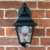Front View of the "Sheringham" Traditional Black Top Fix Wall Lantern
