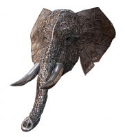 "Emanti" Hand Sculpted Elephant Head with Stainless Steel Tusks