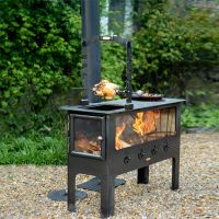 Side View of Large Outdoor Wood Burner 