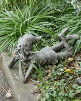 Top view of daydreaming pixie resin garden statue