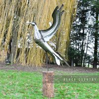 Crane Garden Sculpture in a Silver Finish