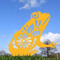 Floral Frog Silhouette in Yellow