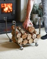 Scale Shot of Simplistic Antique Pewter Finish Log Holder