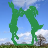 Simplistic Boxing Hares Silhouette Green Finish 