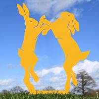 Simplistic Boxing Hares Silhouette Yellow 