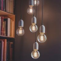 Simplistic Six Cluster Hanging Lights in Situ in the Home