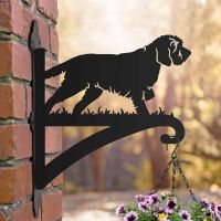 Steel Hanging Basket Bracket with Korthals Griffon Topper