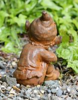 Back of Cast Iron Sitting Elf Garden Statue
