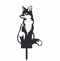 Black Sitting Fox Silhouette with Ground Spike 