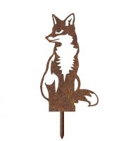 Rustic Sitting Fox Silhouette with ground spike 