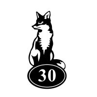 Sitting Fox Iron House Number Sign Finished in Black