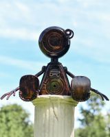 Sitting Robot Recycled Metal Sculpture