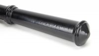 Sleek Black Rounded Unsprung Lever Door Handle on Rose Close Up