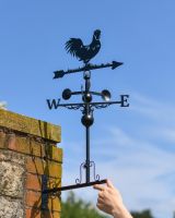 Scale Shot of Slim Steel Rooster Weathervane