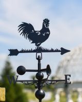 Close-up of Rooster Topper on Slim Steel Weathervane