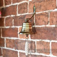 Small 4 Inch Antique Brass Bell with Rope Lanyard