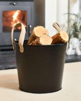 Small Black Contemporary Dotted Log Basket