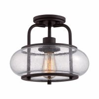 "Winshurst Avenue" Single Bulb Antique Bronze Ceiling Light 