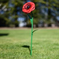 Small Poppy Garden Ornament in Situ in the Garden