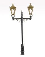 Double Headed Gothic Lamp Post with Copper Lanterns