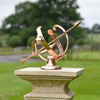 Polished Solid Copper Armillary in Situ on a Plinth