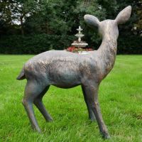 Small Rustic Bronze Deer Garden Sculpture Rear View