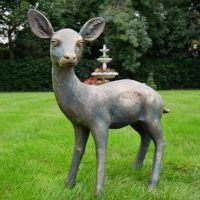 Small Rustic Bronze Deer Garden Sculpture