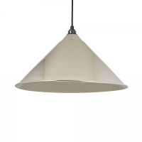 Smooth Nickel Conical-Shaped Hanging Pendant Light