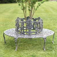 Solid Antique Silver "Royale" Aluminium Full Tree Guard & Bench