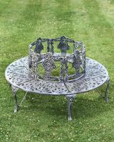 Close-Up of Solid Antique Silver "Royale" Aluminium Full Tree Guard & Bench