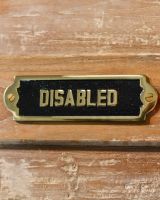 Solid Brass "Disabled" Bathroom Sign