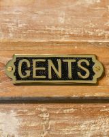 Solid brass "Gents" toilet sign