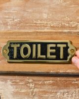 Solid Brass Toilet Plaque Sign with Hand for Scale