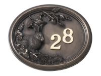 Rabbit house number sign finished in bronze