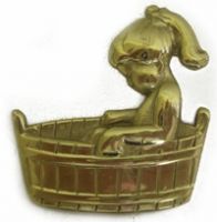 Little Girl in Bath Brass Sign