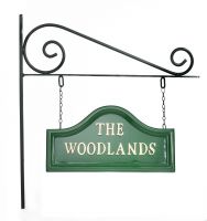 Green Arched House sign on Wall Mounted Bracket