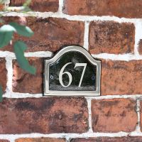 The Number 67 in Vinyl on the Arched Black & Chrome Number Plaque