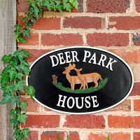Cast Iron Oval "Deer Park" Sign