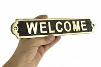 Scale Image of solid Brass Welcome Sign
