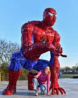 Scale of Recycled Metal Spiderweb Man Sculpture - 3m